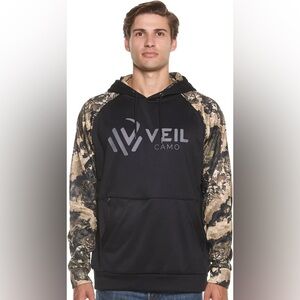 Veil Men's Black Torso w Camo Sleeves Hoodie - size 2X